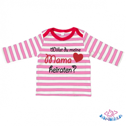 Baby Langarm T-Shirt gesteift mit dem Aufdruck "Willst du meine Mama heiraten"