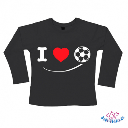 Baby-TShirt  Baseball Langarm bedruckt "I love soccer"