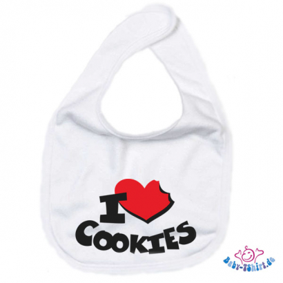 Babylätzchen 2 farbig bedruckt mit "I Love Cookies"