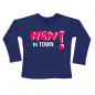 Preview: Baby-TShirt Langarm bedruckt "New in Town"