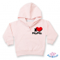 Preview: Lieblingteil des Monats Oktober - Kuscheliges Baby Sweatshirt  mit Kapuze  bedruckt mit "I Love Mama"