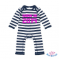 Preview: Babystrampler gestreift bedruckt mit "Born in 2014"