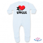 Preview: Babystrampler mit Füßchen Rücken bedruckt mit "I love my uncle"
