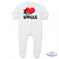 Preview: Babystrampler mit Füßchen Rücken bedruckt mit "I love my uncle"