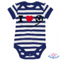 Preview: Babybody gestreift bedruckt mit "I love Fußball"