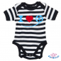 Preview: Babybody gestreift bedruckt mit "I love Fußball"