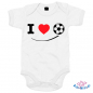 Preview: Babybody bedruckt mit "I Love Soccer" Fußball