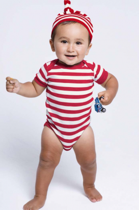Babybody "gestreift" 2-fabig - in tollen Farbkombinationen mit Wunschaufdruck