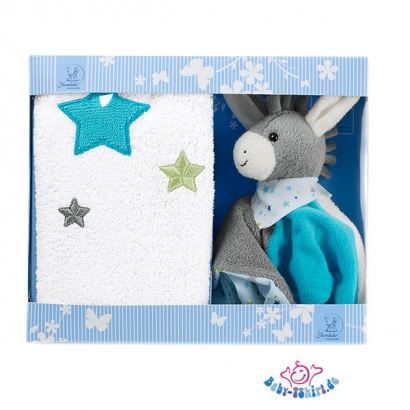 Sterntaler Baby Geschenkset "Erik" Babyhandtuch mit Schmusetuch