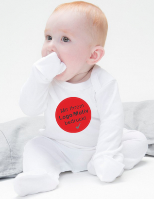 Babystrampler Organic aus Bio Baumwolle mit Füßchen mit eigenem Logo