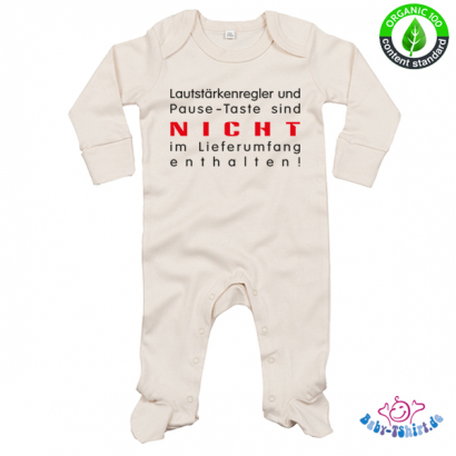 Babystrampler Organic aus Bio Baumwolle  bedruckt mit Laustärkeregeler Nicht enthalten...