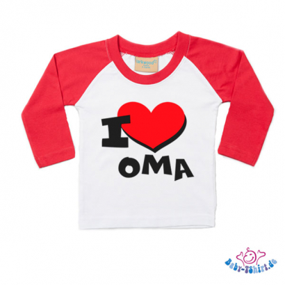 Baby T-Shirt Baseball mit dem Aufdruck "I Love Oma"