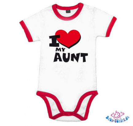 Baby Geschenk Set für Jungen Babybody Kontrast 2-farbig bedruckt  "I love my Aunt""