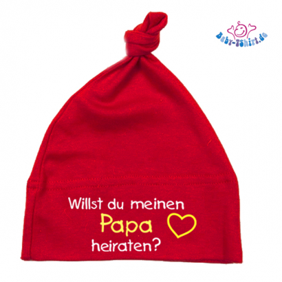 Babymütze bedruckt mit  "Willst du meinen Papa heiraten?"