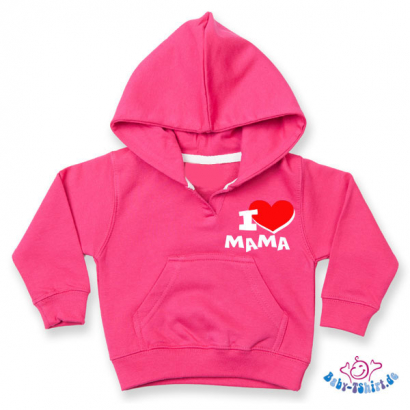Lieblingteil des Monats Oktober - Kuscheliges Baby Sweatshirt  mit Kapuze  bedruckt mit "I Love Mama"