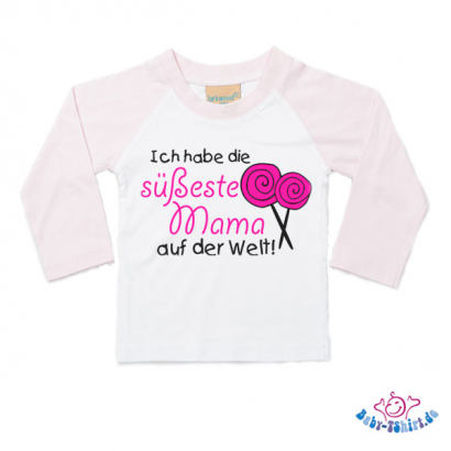 Baby T-Shirt Baseball mit dem Aufdruck "Ich habe die süßeste Mama der Welt"