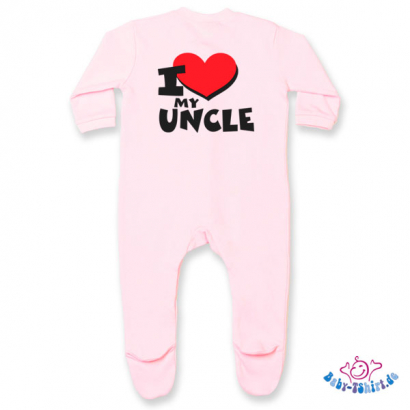 Babystrampler mit Füßchen Rücken bedruckt mit "I love my uncle"