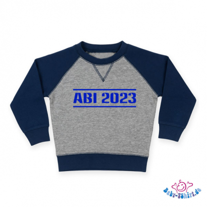 Kuscheliges Baby Sweatshirt in Blau/Grau bedruckt mit Abi + Jahreszahl