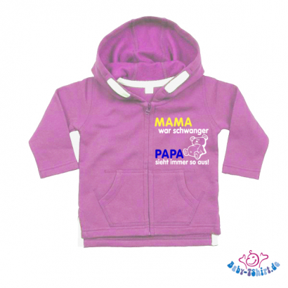Baby Sweatjacke "Mama war schwanger - Papa sieht immer so aus"