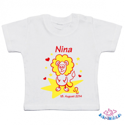 Baby T-Shirt  mit dem Aufdruck Sternzeichen "Löwe"