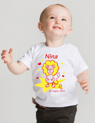Baby T-Shirt  mit dem Aufdruck Sternzeichen "Löwe"