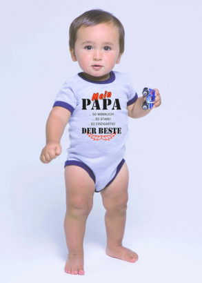 Babybody 2-farbig bedruckt mit  "Mein Papa ist der Beste"