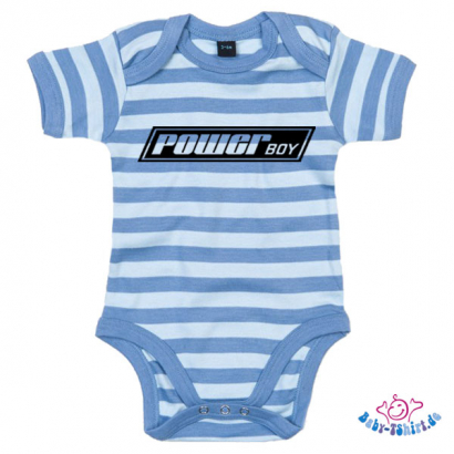 Babybody gestreift bedruckt mit "Powerboy"