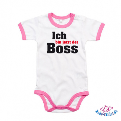 Babybody Kontrast bedruckt mit  "Ich bin jetzt der Boss"