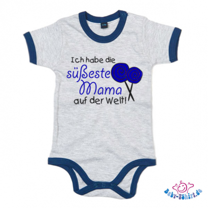 Lieblingsteil im Monat Juli: Babybody 2-farbig bedruckt mit  "Ich habe die süßeste Mama auf der Welt"