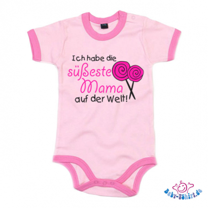 Lieblingsteil im Monat Juli: Babybody 2-farbig bedruckt mit  "Ich habe die süßeste Mama auf der Welt"