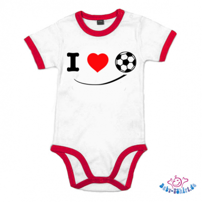 Babybody Kontrast 2-farbig bedruckt  "I love soccer" Fussball