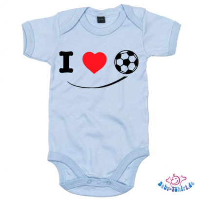Babybody bedruckt mit "I Love Soccer" Fußball