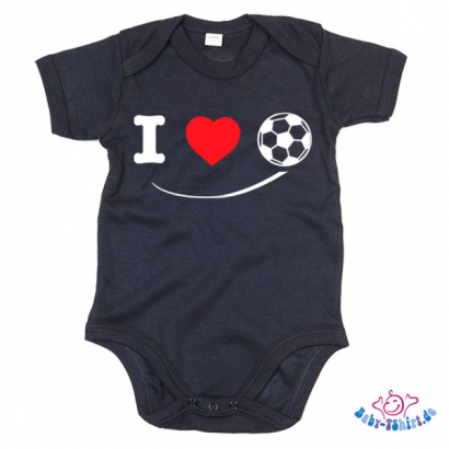 Babybody bedruckt mit "I Love Soccer" Fußball