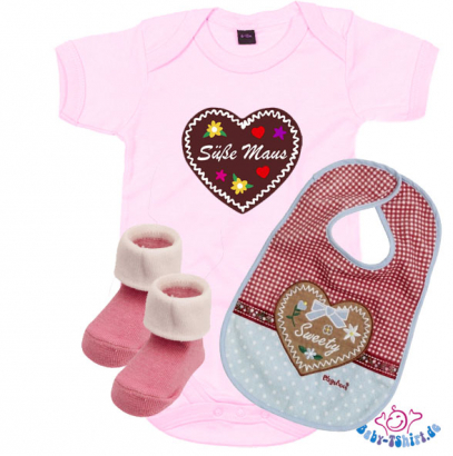 Baby Geschenkset Mädchen 4-teilig Süsse Maus Modell Hellblau Blau/Pink