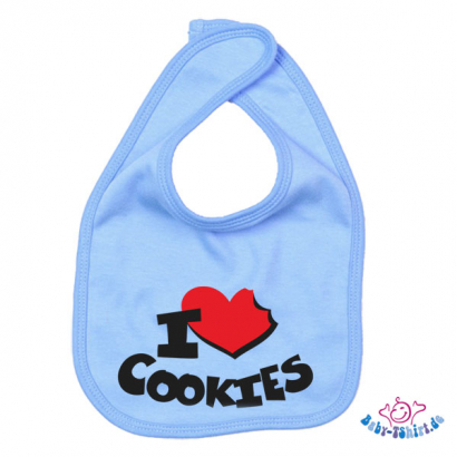 Babylätzchen 2 farbig bedruckt mit "I Love Cookies"