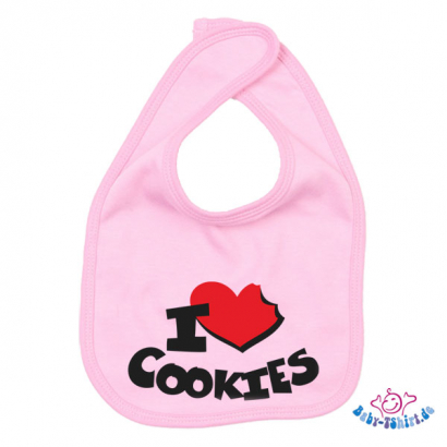Babylätzchen 2 farbig bedruckt mit "I Love Cookies"