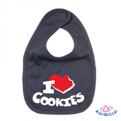 Babylätzchen 2 farbig bedruckt mit "I Love Cookies"
