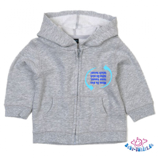 Baby Sweatjacke bedruckt  "Flasch herum"