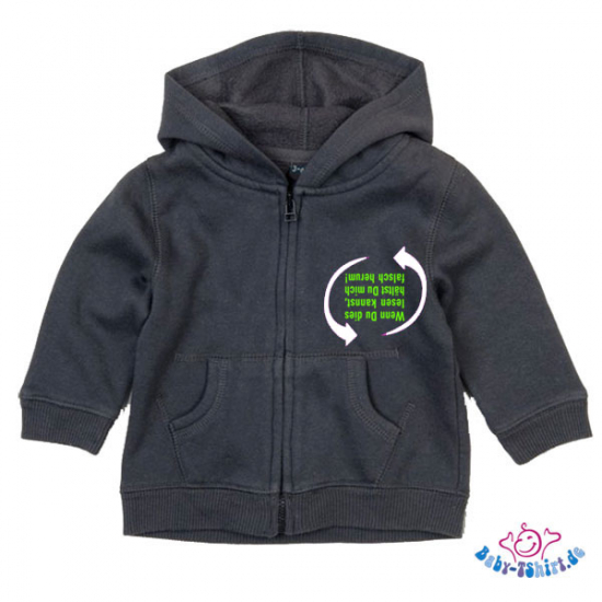 Baby Sweatjacke bedruckt  "Flasch herum"