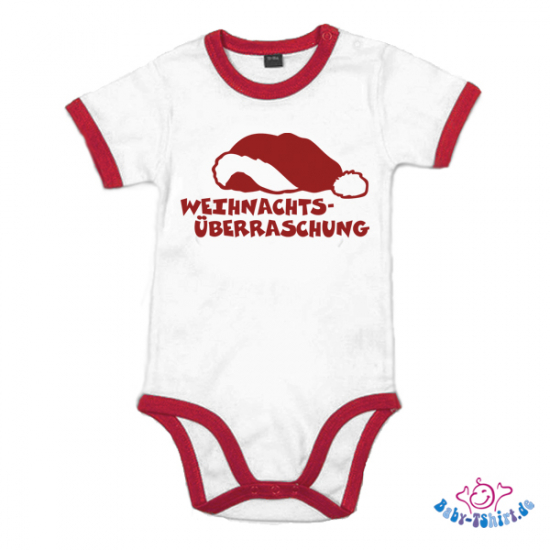 Babybody 2-farbig bedruckt mit  "Weihnachtsüberraschung"