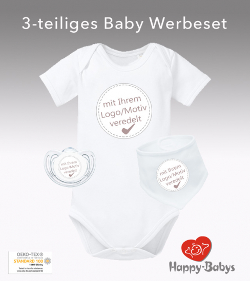 Baby Geschenkset mit Logoaufdruck: Set Babybody- Halstuch