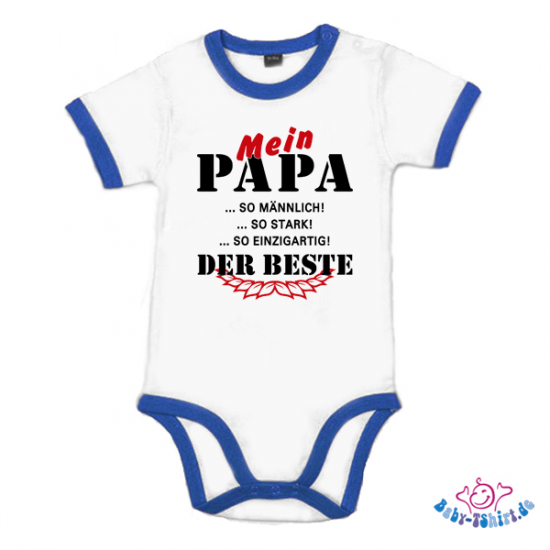 Babybody bedruckt mit dem coolen Motiv -Mein Papa ist der ...