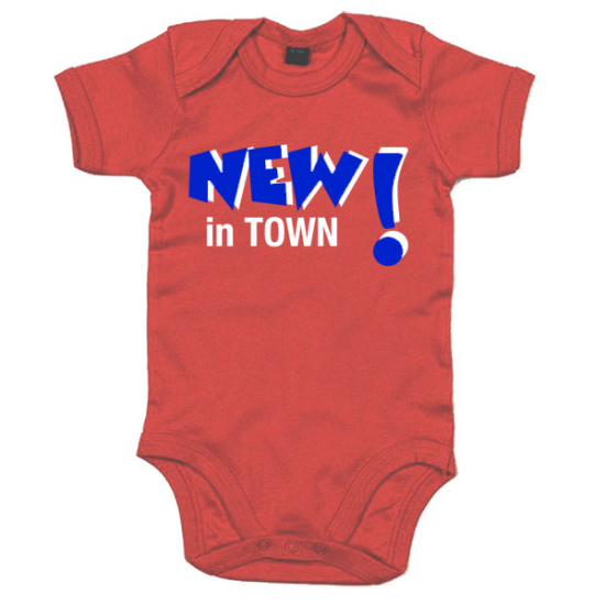 Babybody bedruckt mit "New in Town"