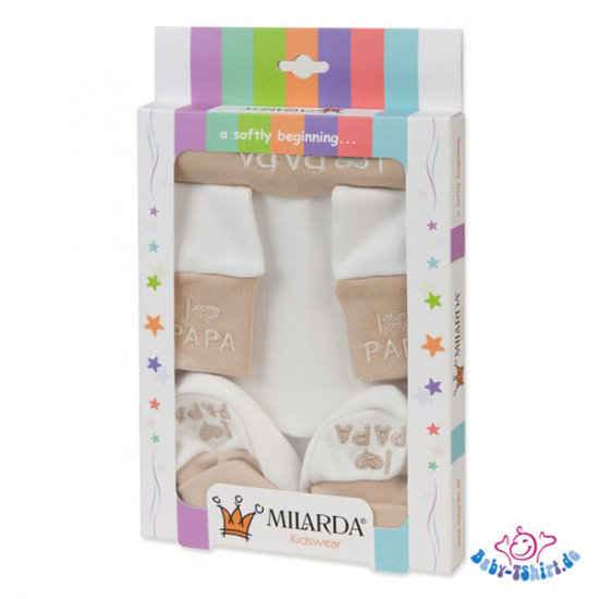 Baby Geschenkset Jungen 5-teilig bestickt mit "I love Papa"