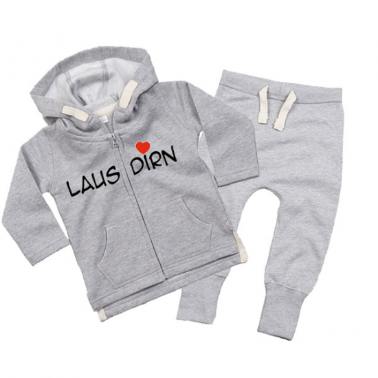 Baby Jogginganzug bedruckt mit "Lausdirn"