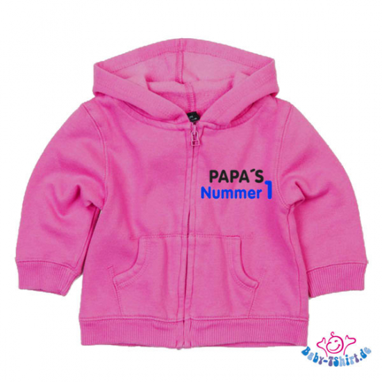 Baby Sweatjacke mit dem Spruch "Papas Nr.1"