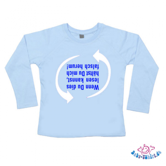 Baby-TShirt Langarm bedruckt mit "Falsch herum"