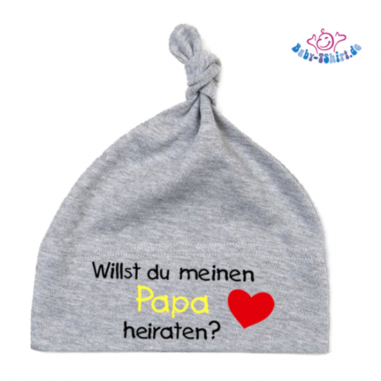 Babymütze bedruckt mit  "Willst du meinen Papa heiraten?"