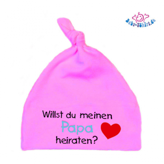 Babymütze bedruckt mit  "Willst du meinen Papa heiraten?"