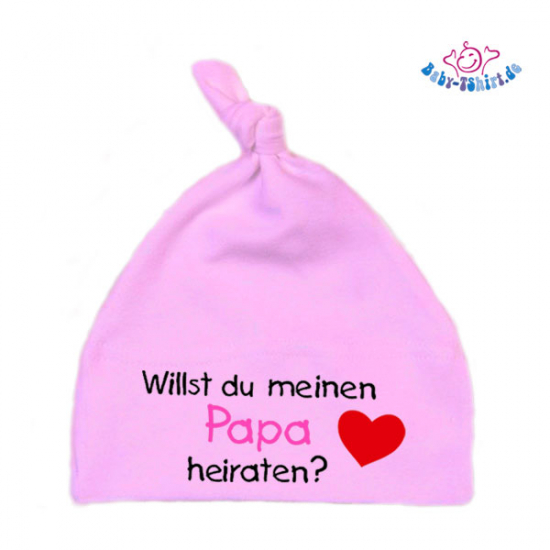 Babymütze bedruckt mit  "Willst du meinen Papa heiraten?"